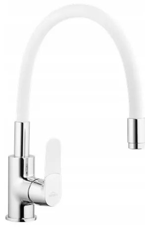 Invena Joga, stojanková drezová batéria s flexibilným ramenom, biela-chrómová, BZ-32-L02-C