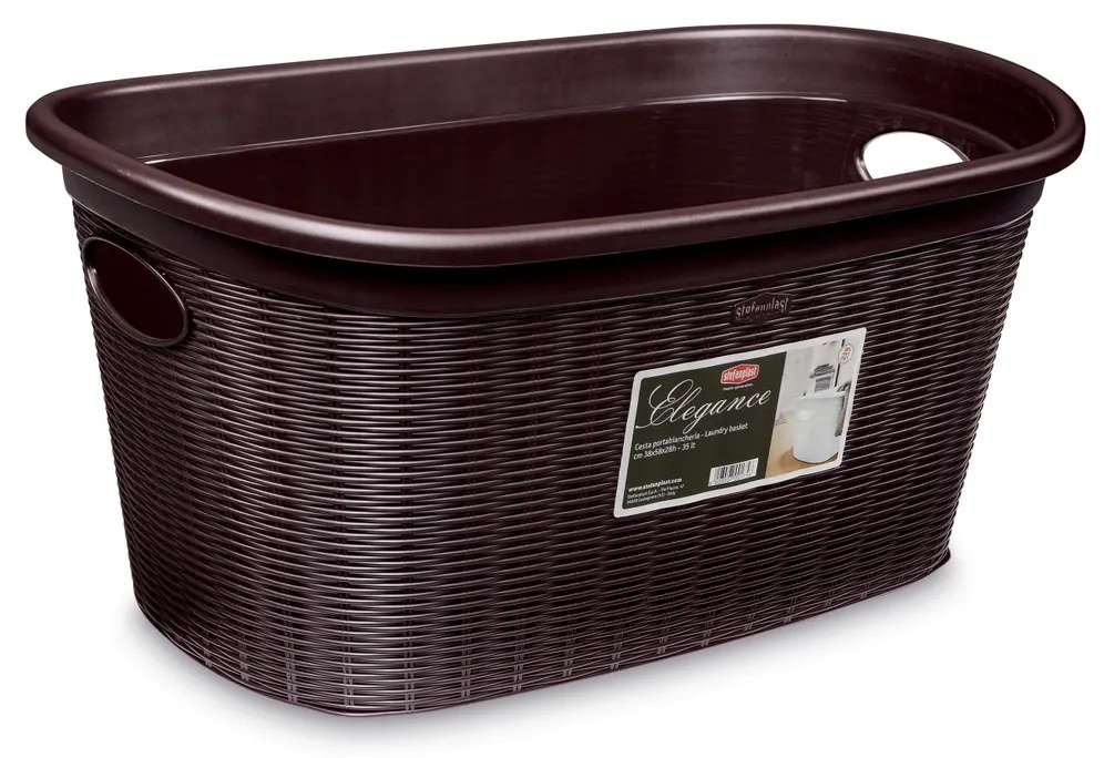 STEFANPLAST Kôš na bielizeň 35 l, 58 × 38 × 28 cm, hnedý