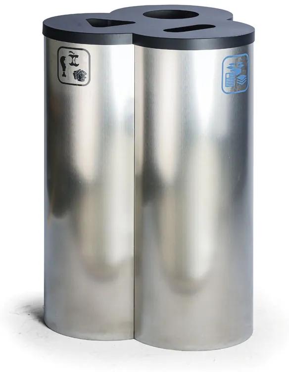 Odpadkový kôš na triedený odpad, 3x30 l, nerezový