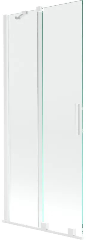 Mexen Velar, 2-krídlová posuvná vaňová zástena 80 x 150 cm, 8mm číre sklo, biely profil, 896-080-000-01-20