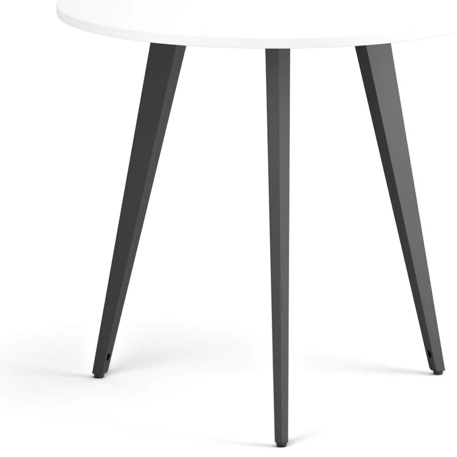 Konferenčný stôl PRIMO VIBE, priemer 80 cm, čierna podnož, biela