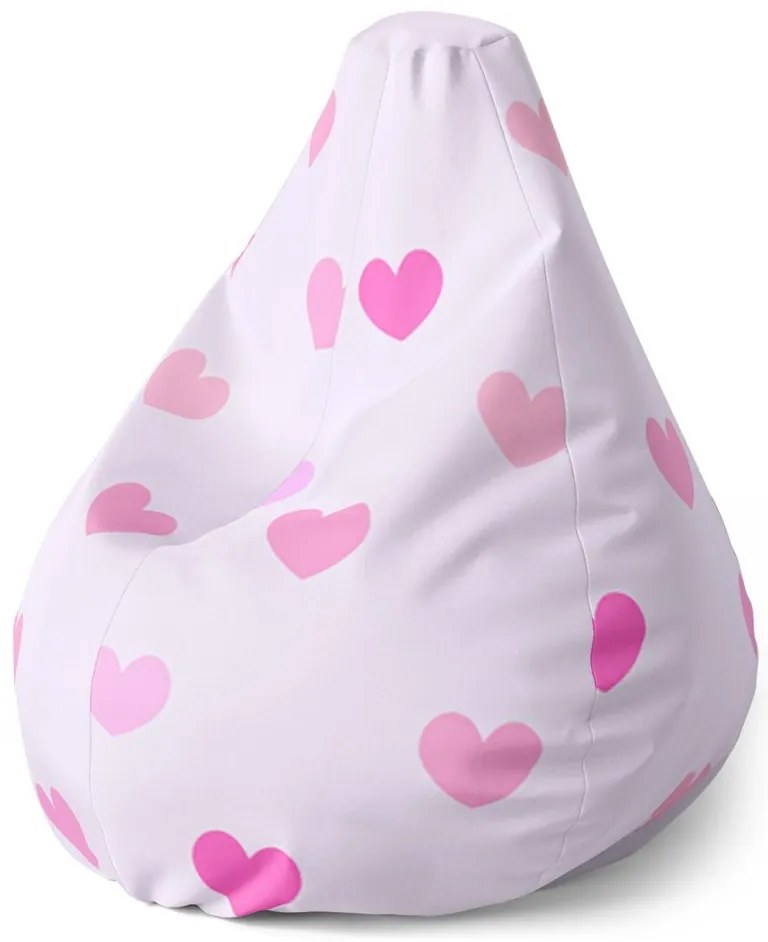 Sedací vak Pear ružové srdce - detský, ružová