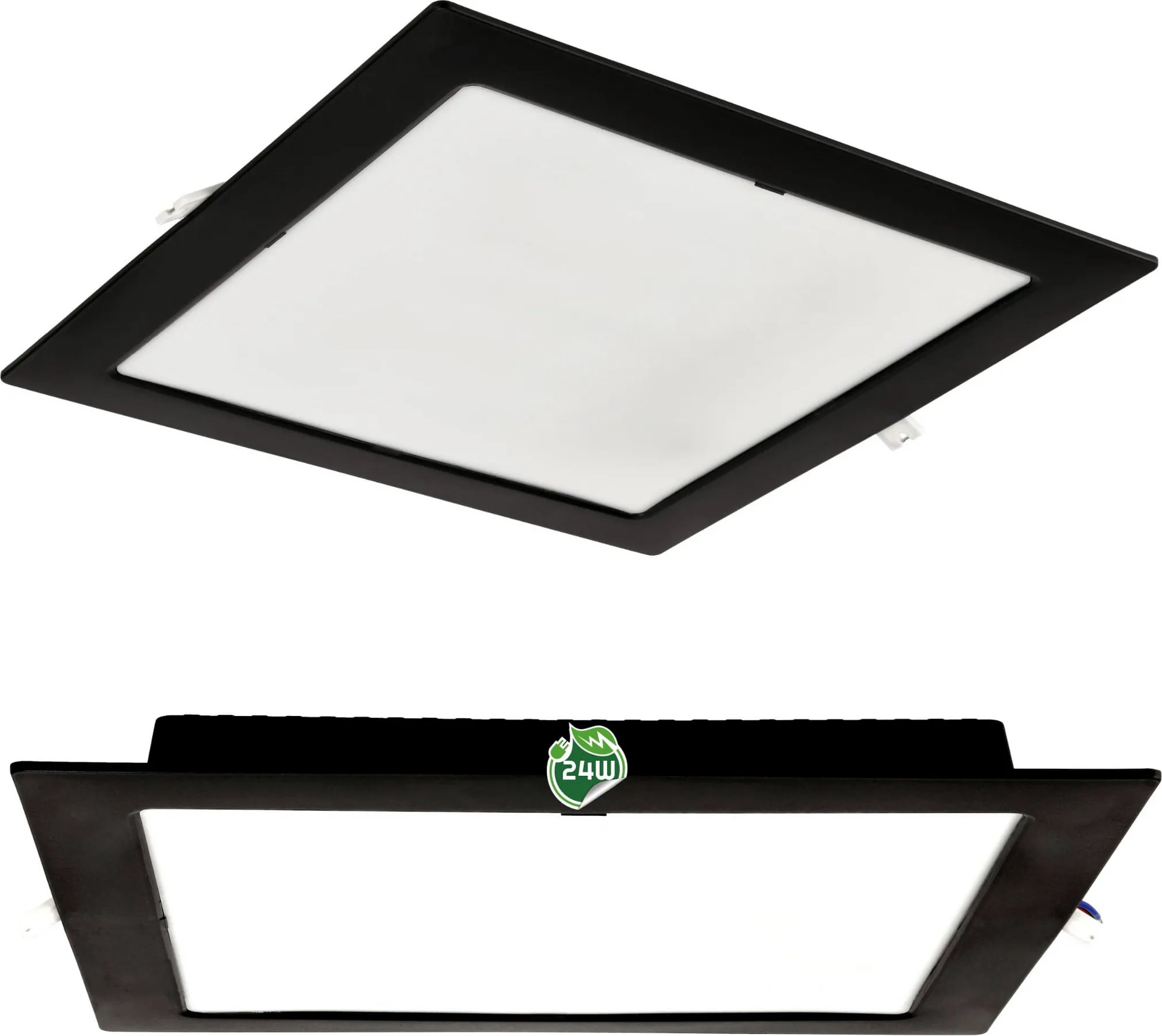 BERGE Štvorcový LED panel zapustený čierny - 24W - PC - neutrálna biela