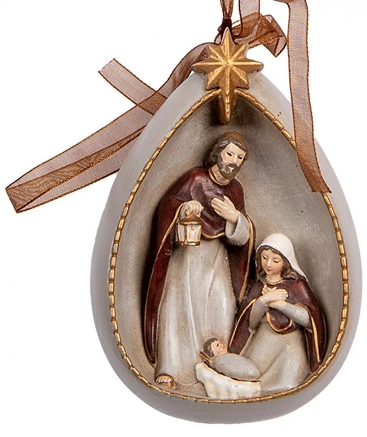 Šedá antik závesná dekorácia svätá rodina - 8*4*11 cm Šedá antik závesná dekorácia svätá rodina - 8*4*11 cm