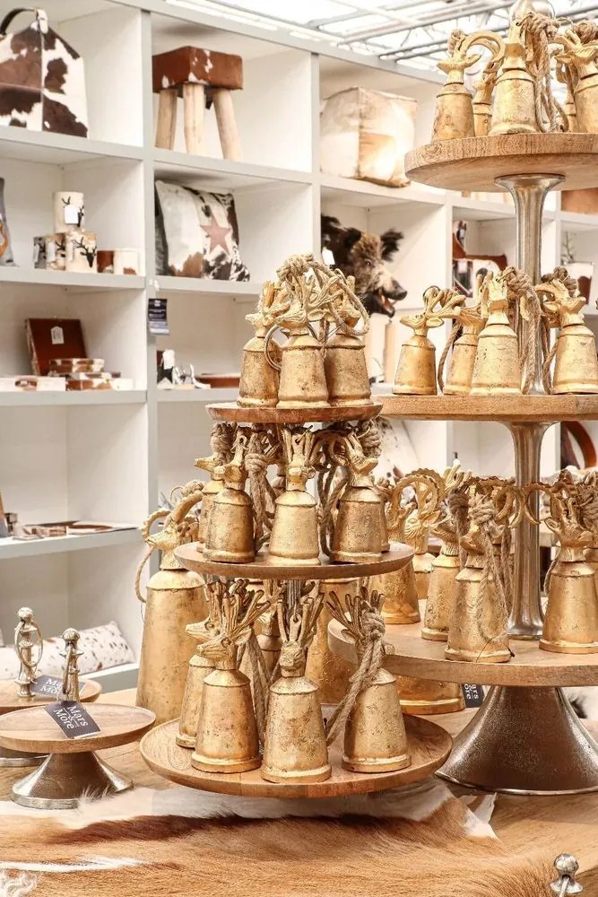 Zlatý kovový zvonček Kozorožec 20cm - 7,5 * 7,5 * 20cm Zlatý kovový zvonček Kozorožec 20cm - 7,5 * 7,5 * 20cm