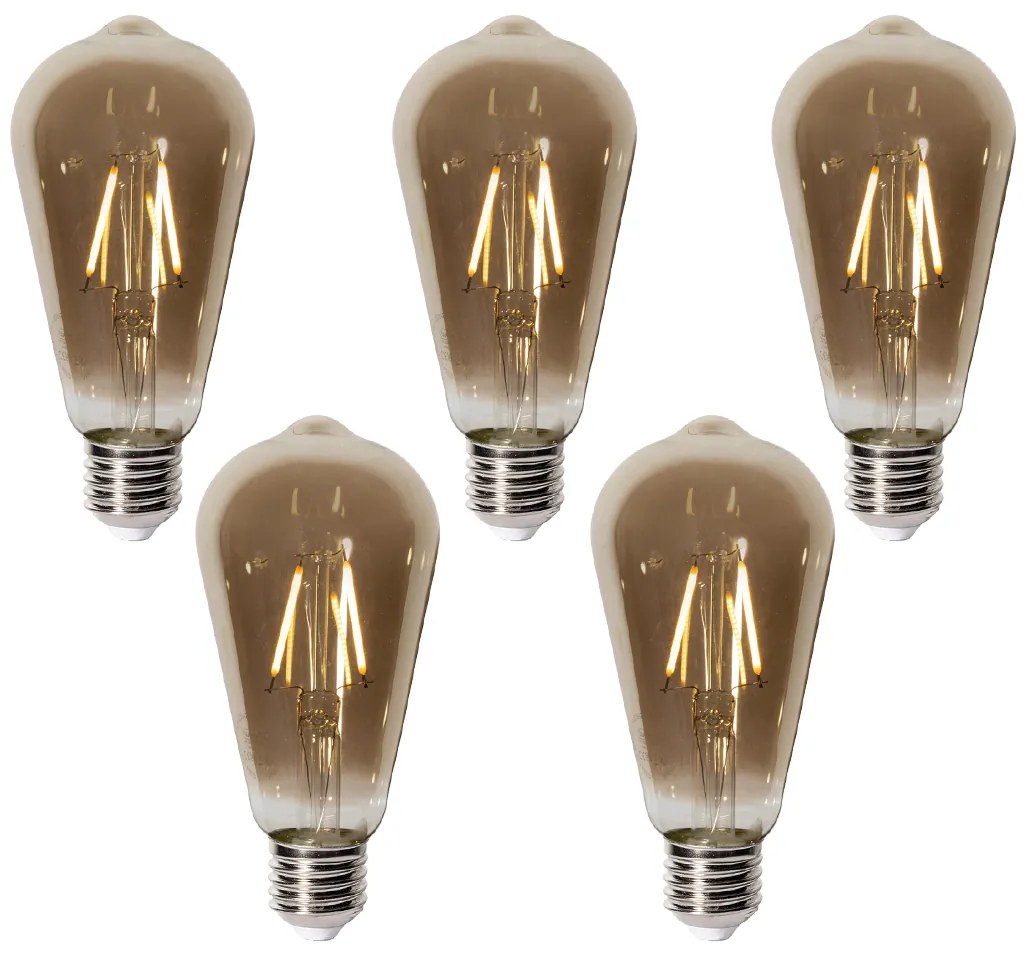 Sada 5 ks E27 dimbare LED lamp ST64 smoke 2W 200 lm 2700K