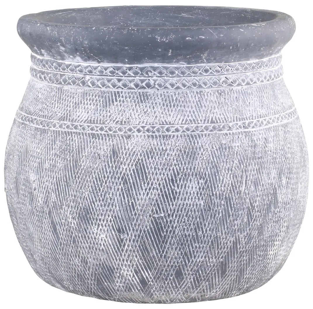 Šedý antik cementový obal na kvetináč so vzorom Cholet L - Ø 32*29cm