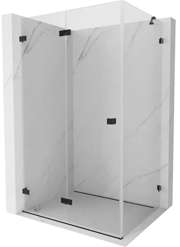 Mexen Lunar-F, skladací sprchový kút ľavý 75 x 70 cm, 8mm číre sklo, čierny profil, 836-075-070-70-00-L