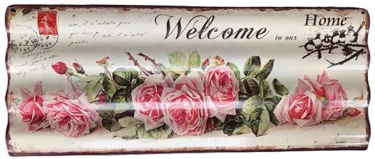 Nástenná kovová vlnka ceduľa Welcome - 59 * 24 cm