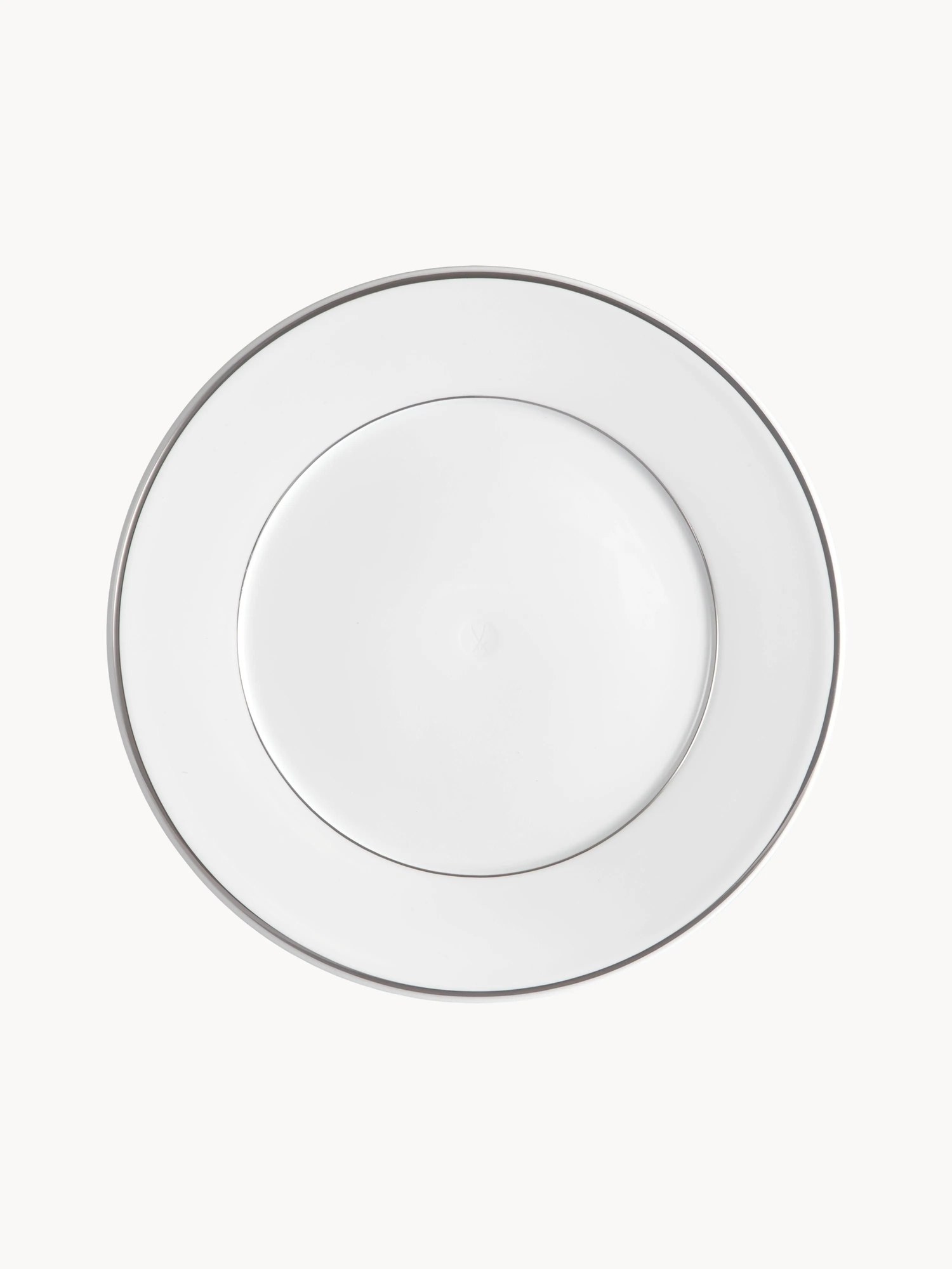 Ručne vyrobené plytké taniere z porcelánu's ručne maľovaným platinovým okrajom Vitruv, 2 ks