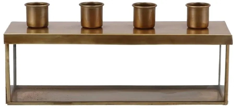 Mosadzný antik svietnik na 4 úzke sviečky Taby - 23*8*8 cm