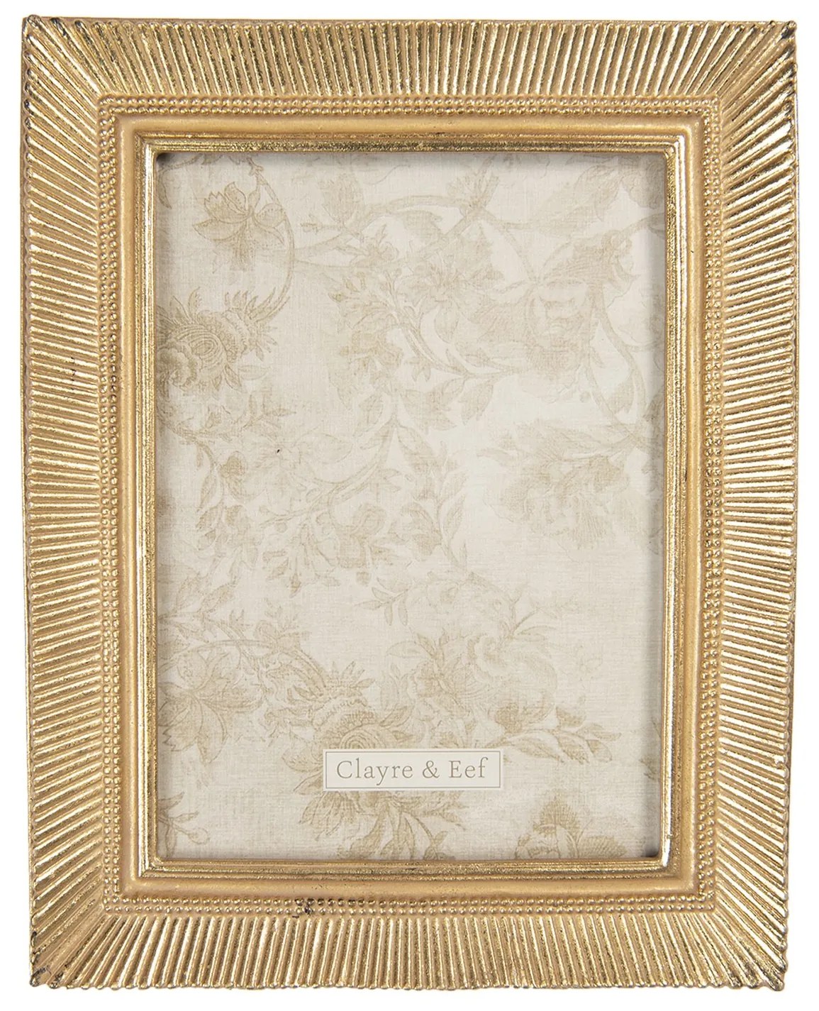 Zlatý vintage rámik na fotografie s prúžkami - 18 * 2 * 22 cm / 13 * 18 cm