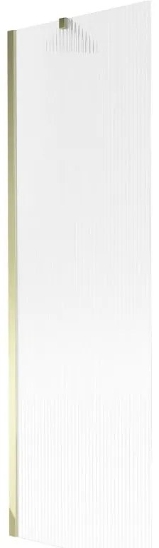 Mexen Next, vaňová zástena 1-krídlová 60 x 150 cm, fixné krídlo, 6 mm sklo s pruhmi, zlatý lesklý profil, 895-060-000-00-09-50