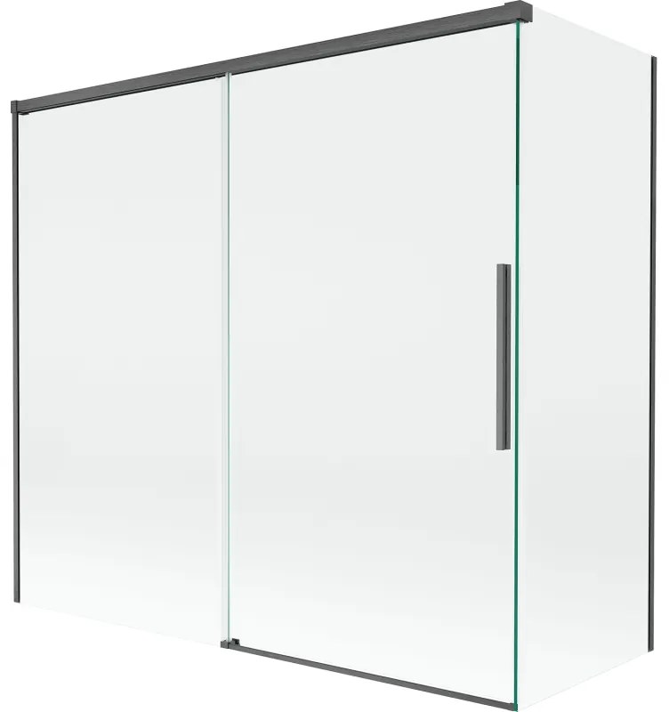 Mexen Rox, 2-krídlová posuvná vaňová zástena 170 + 70 x 150 cm, 8mm číre sklo, brúsený grafit profil, 8C9-170-070-66-00