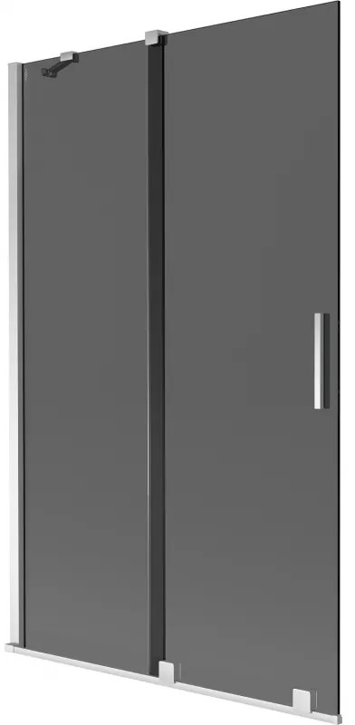 Mexen Velar, 2-krídlová posuvná vaňová zástena 110 x 150 cm, 8mm šedé sklo, chrómová, 896-110-000-41-01
