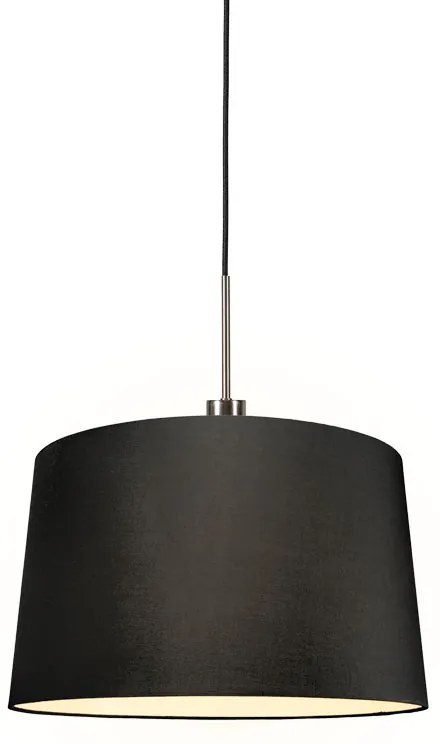 Moderné závesné svietidlo oceľ s tienidlom 45 cm čierne - Combi 1