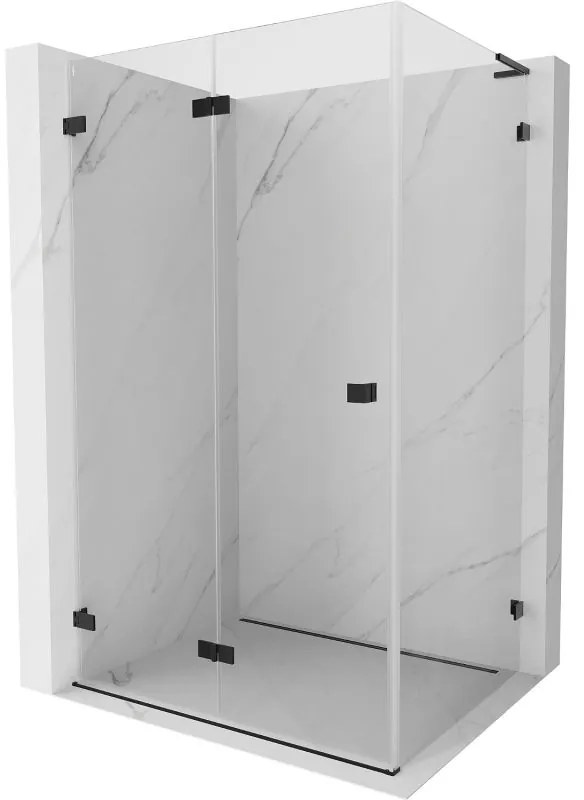 Mexen Lunar-F L, skladací sprchový kút ľavý 85 x 80 cm, 8mm číre sklo, čierny profil, 836L-085-080-70-00-L