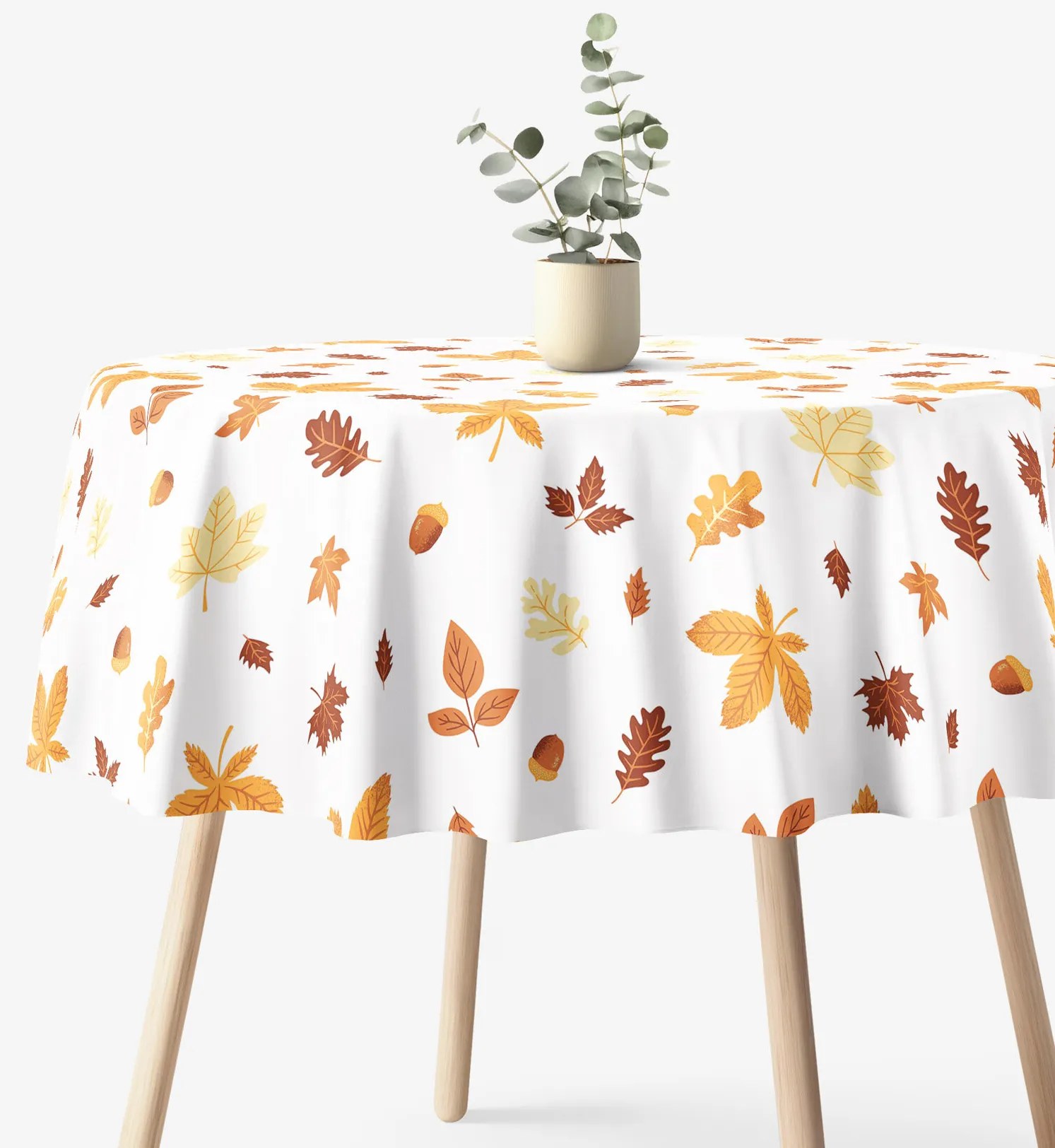 Goldea okrúhly obrus 100% bavlnené plátno - jesenné listy Ø 110 cm