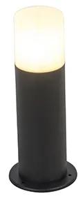 Stojaca vonkajšia lampa čierna s opálovým tienidlom bielym 30 cm IP44 - Odense