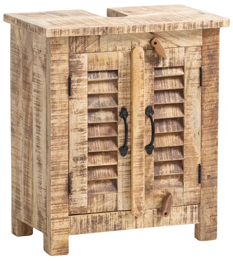 furniture-nabytek.cz - Masívna skrinka pod umývadlo Caribou z mangového dreva, lakovaná, hnedá – 52×30×60 cm