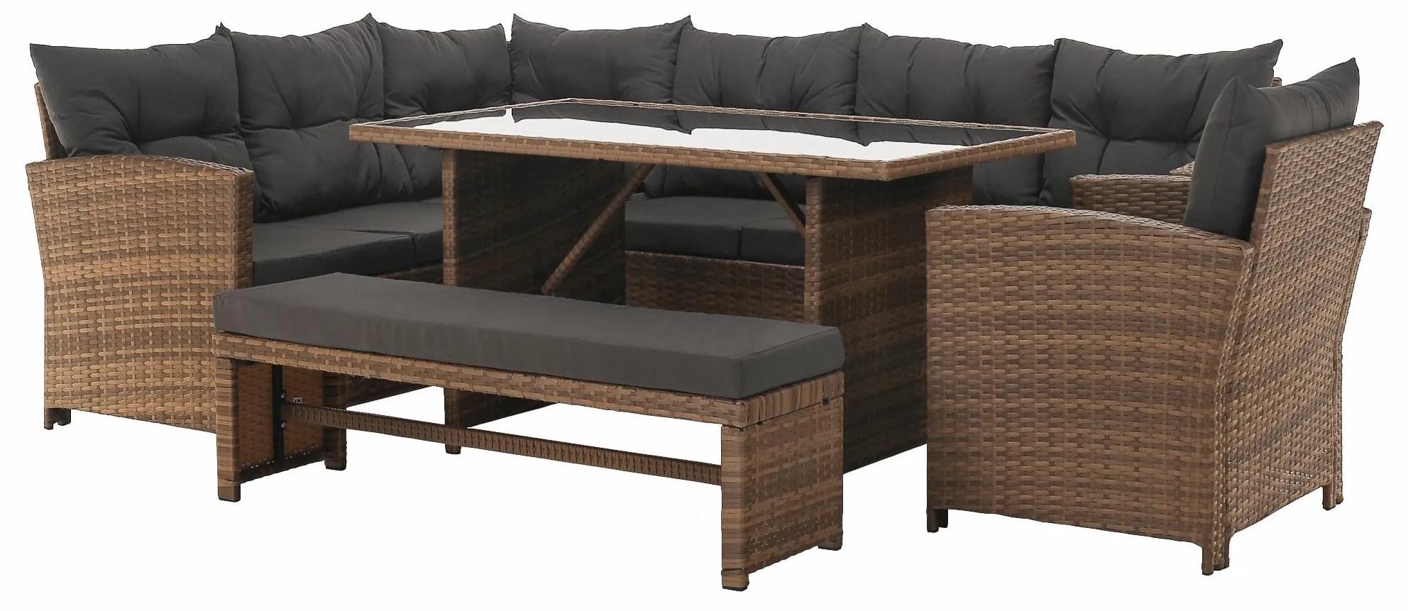 Záhradný set Senala (hnedosivá + svetlohnedá) (pre 8 osôb). Vlastná spoľahlivá doprava až k Vám domov. 1116496