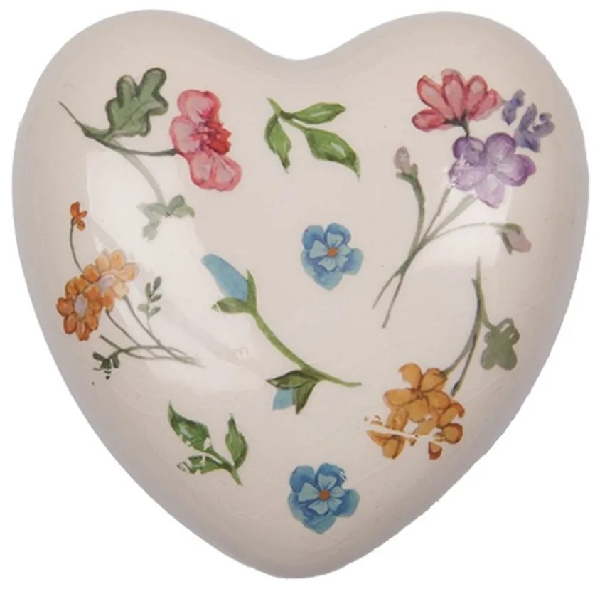 Decorative Figurine Heart 12x12x4 Cm Beige Ceramic - 12*12*4 cm