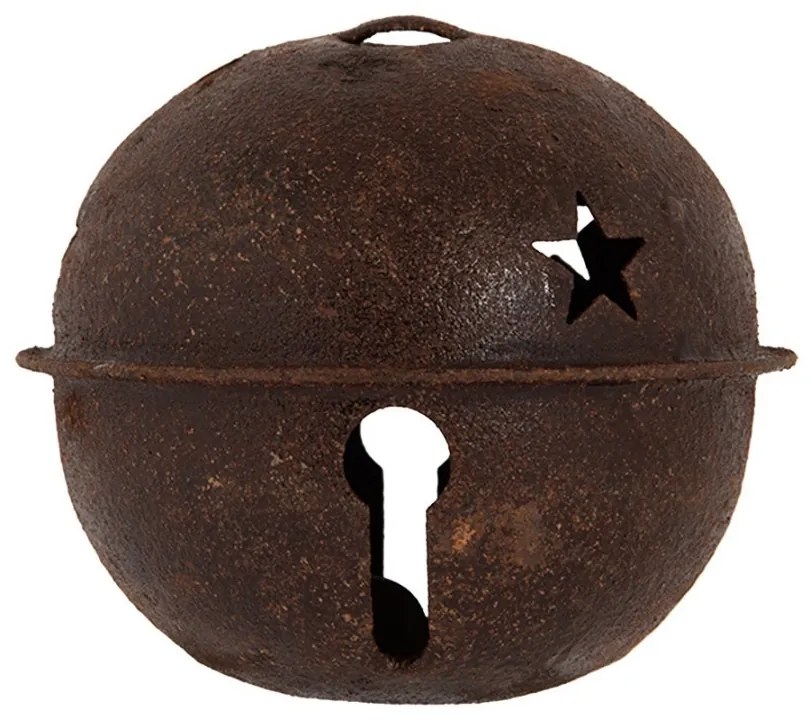 Hnedá hrdzavá kovová dekorácia rolnička L - Ø 14*12 cm