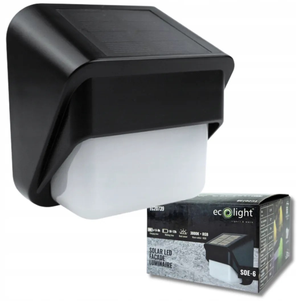 ECOLIGHT Solárne fasádne svietidlo so súmrakovým senzorom