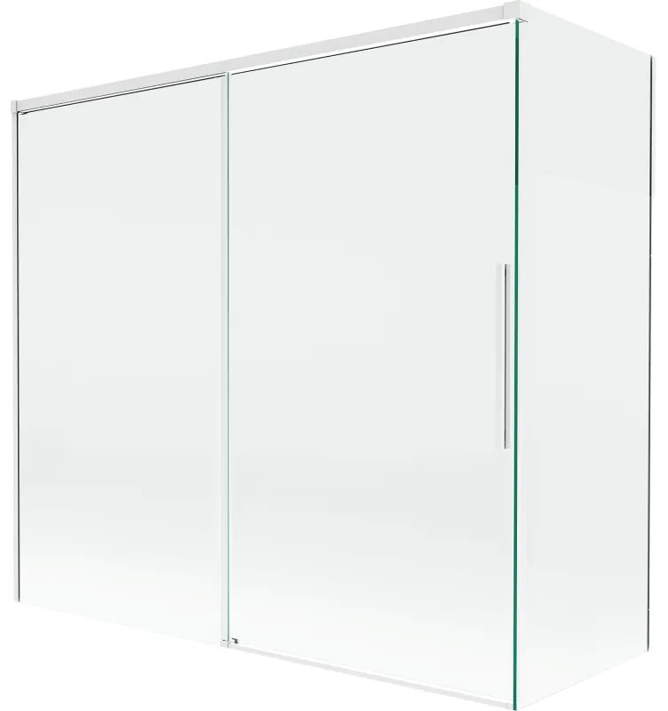Mexen Rox, 2-krídlová posuvná vaňová zástena 170 + 80 x 150 cm, 8mm číre sklo, biely profil, 8C9-170-080-20-00