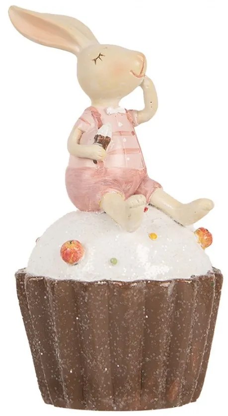 Dekorácia králiček sediaci na muffine - Ø 7*13 cm