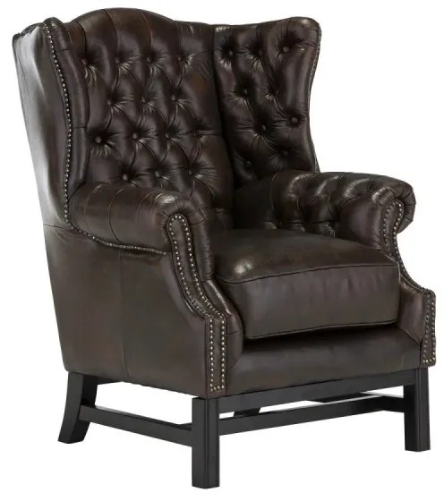 furniture-nabytek.cz - Masívne kreslo Chesterfield Kingsfield z pravej kože, hnedé – 89×79×104 cm