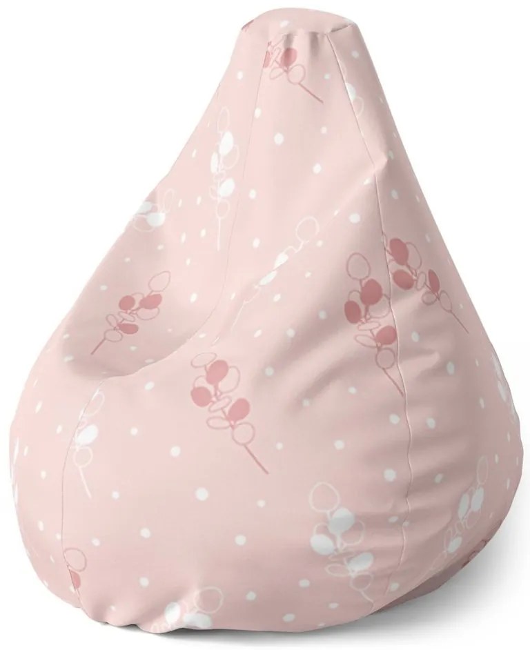Sedací vak Pear biele a ružové kvety - detský, ružová