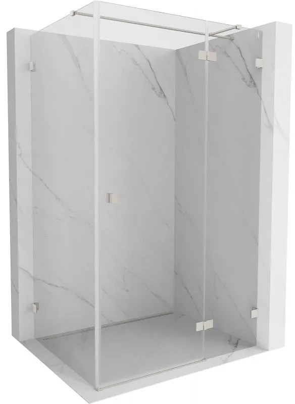 Mexen Lunar T, pravý výklopný sprchový kút 125 x 110 cm, 8mm číre sklo, oceľový profil, 834T-125-110-97-00-P