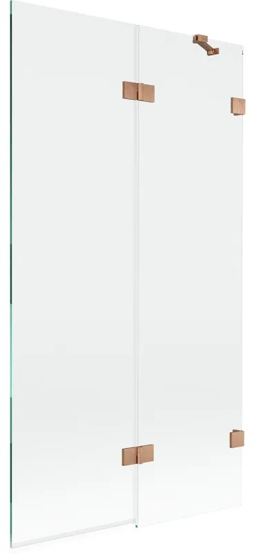 Mexen Lunar, 2-krídlová vaňová zástena pravá 100 x 150 cm, číre sklo, medená matná, 897-100-100-65-00-P