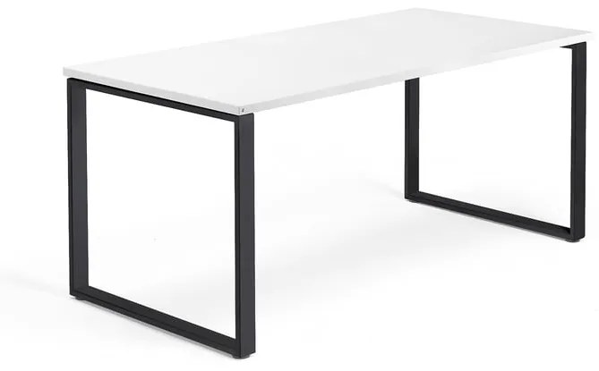 Kancelársky pracovný stôl QBUS, O-rám, 1600x800 mm, biela/čierna