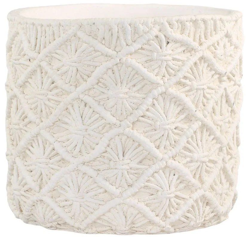 Krémový obal na kvetináč s pleteným vzorom Corte - Ø 22*21cm