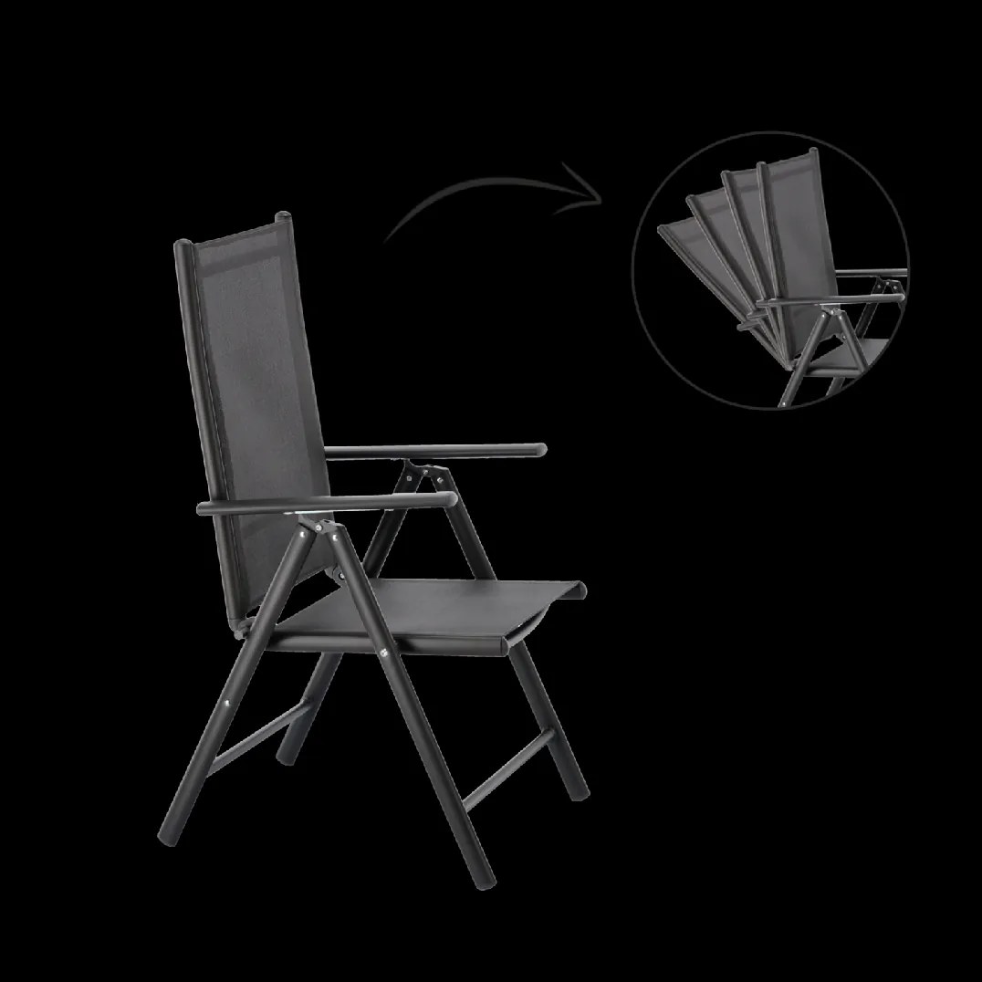 Garden Line Hliníkové skladacie záhradné kreslo 66 x 56 x 107 cm, sivá farba *3804