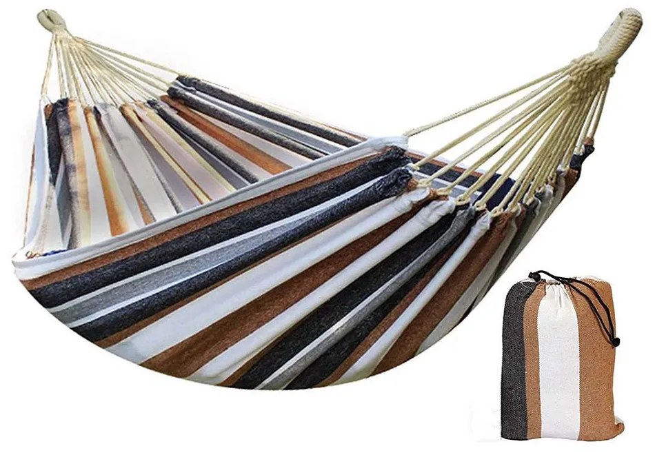 Závesná sieť pre dve osoby, hnedá