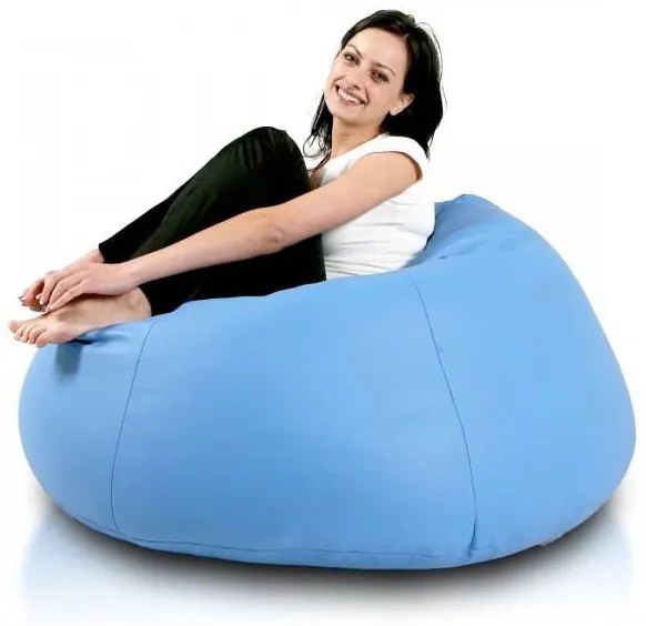 INTERMEDIC SK - Sedací vak Relax 110x70 cm | kreslo na oddych z ekokože alebo polyesteru, 300 l Farba: E10 - Modrá svetlá (Ekokoža)