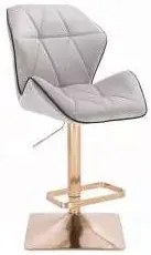 LuxuryForm DESIGN Barová stolička MILANO MAX VELUR na zlatej hranatej podstave - šedá