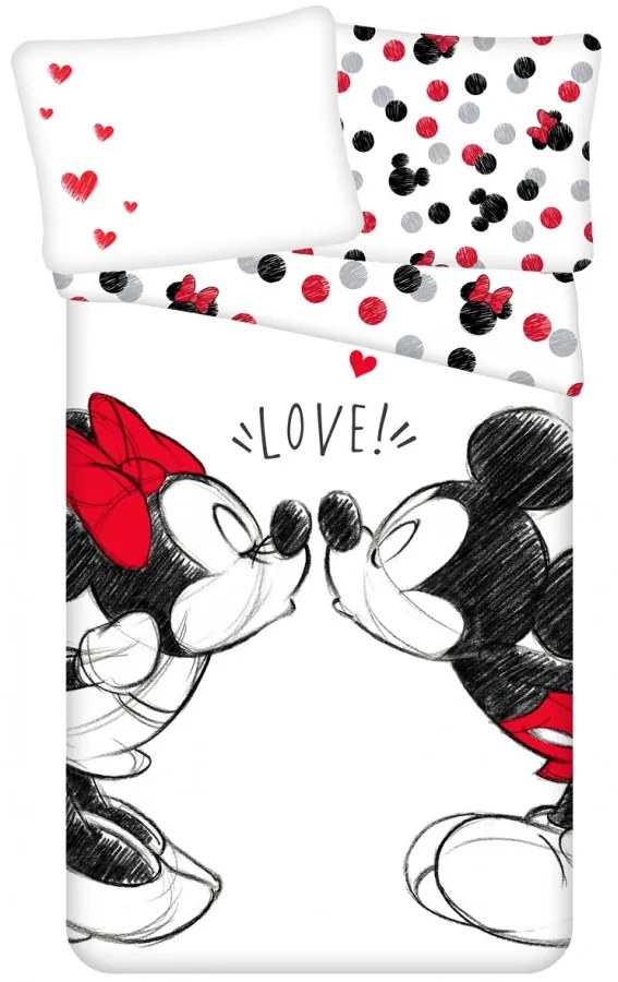 Bavlnené posteľné obliečky Zamilovaní Minnie & Mickey Mouse - Disney - 100% bavlna - 70 x 90 cm + 140 x 200 cm