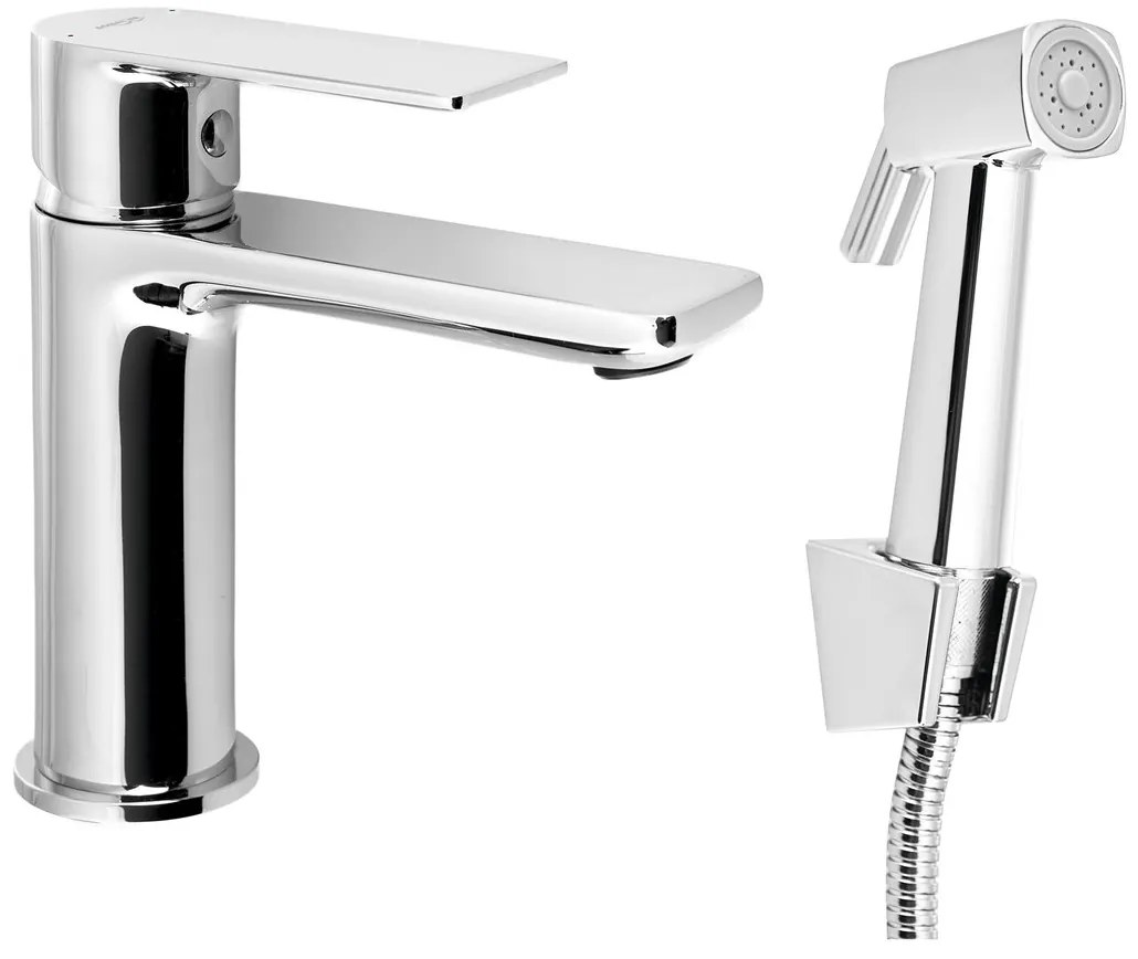 Aqualine Aqualine, Umývadlová stojánkova batéria s bidetovou sprškou, chróm, SK401