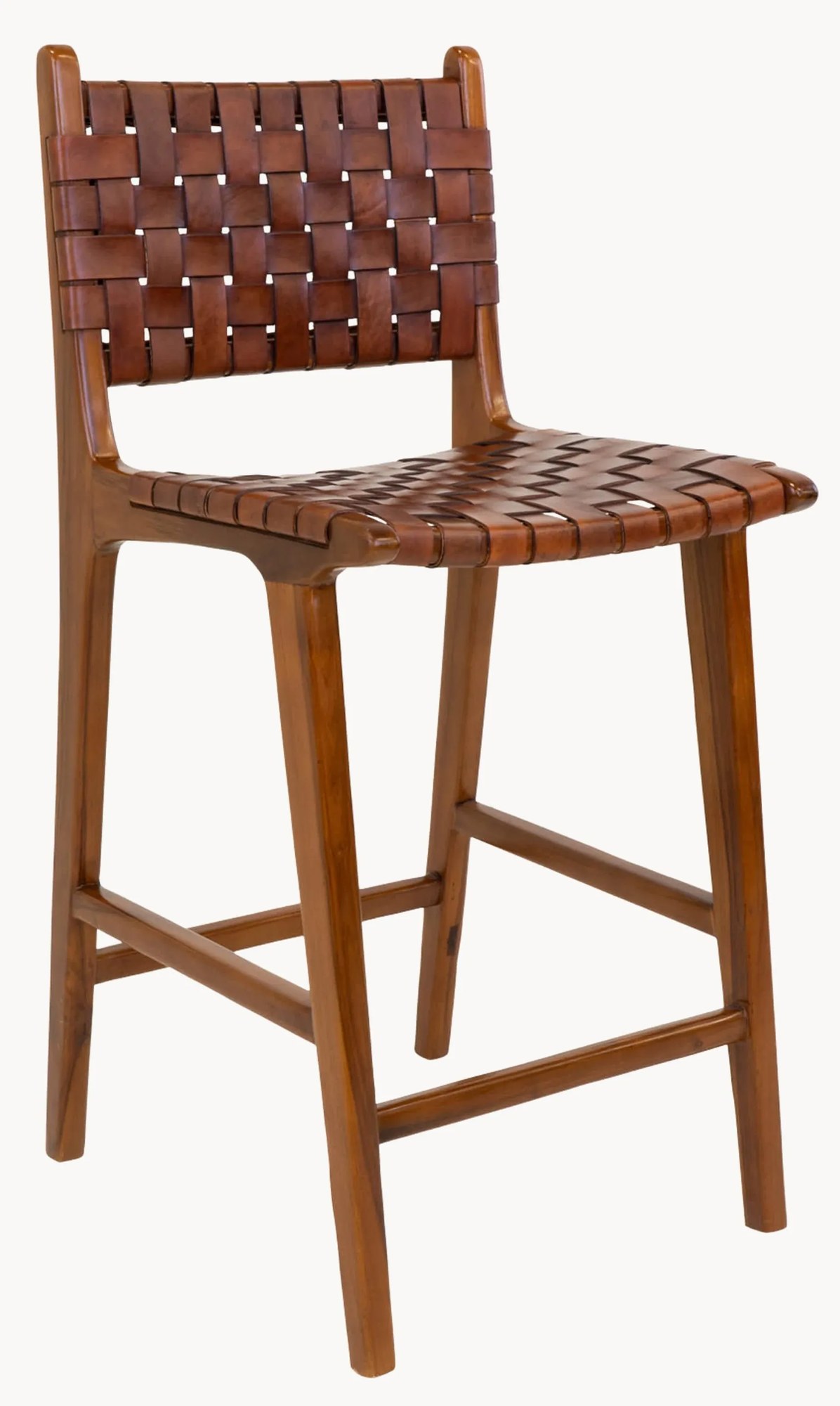 Barová stolička z tíkového dreva's pleteným sedadlom Perugia