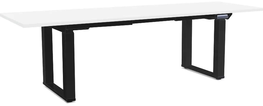 Výškovo nastaviteľný stôl OfficeTech Strong 240 x 80 cm, čierna podnož, biela