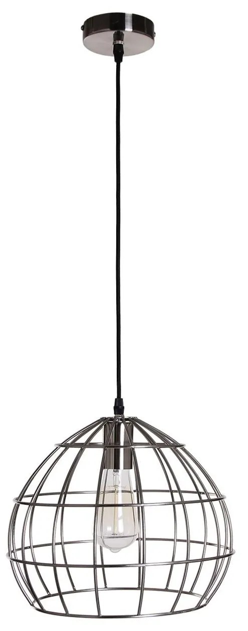 Strieborné závesné kovové svetlo Dana - Ø30 x 25 cm