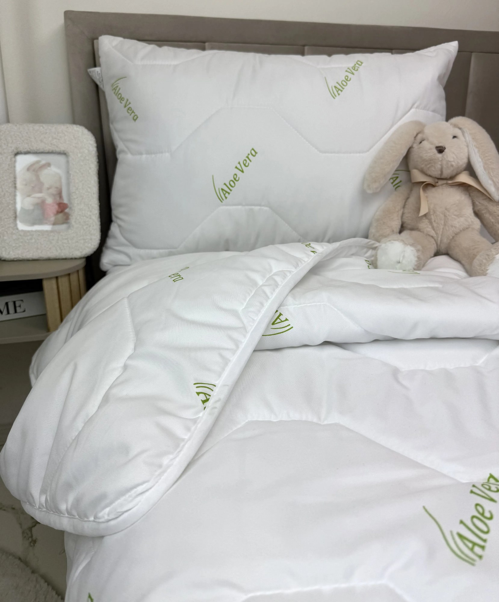 Detský letný set Aloe Vera Green – paplón a vankúš do postieľky Veľkosť: 90x120/45x65 cm