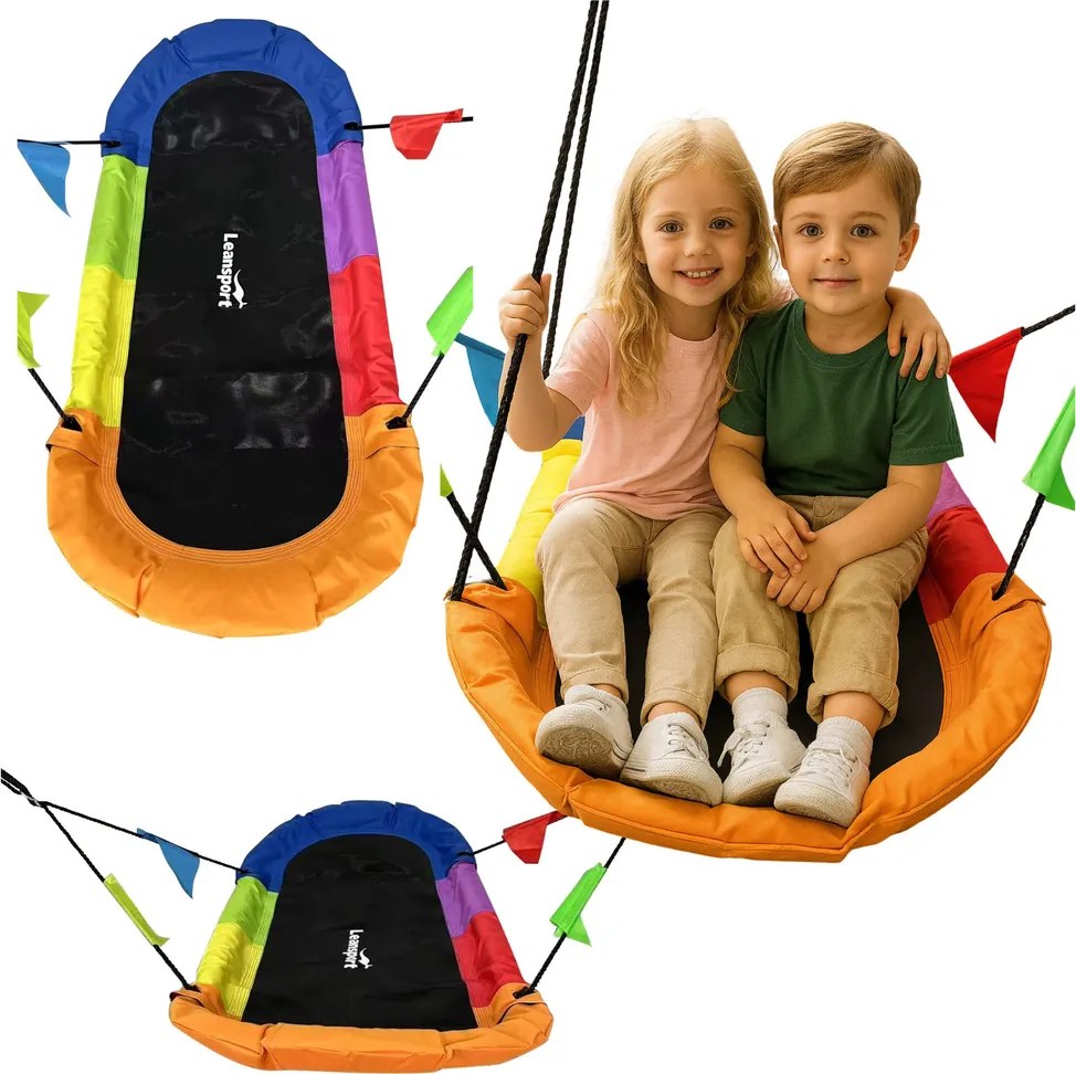 LEAN Sport Záhradná hojdačka Čapie hniezdo Obdĺžniková farebná 167 x 75 cm