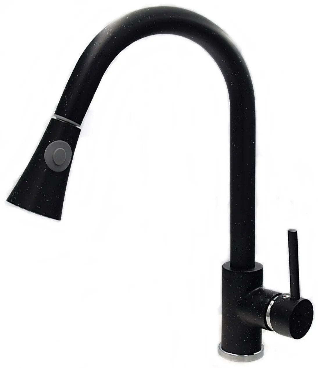 Gamma Taru, vysoká drezová batéria s výsuvným výtokom, čierna škvrnitá, GMA-BT-BP