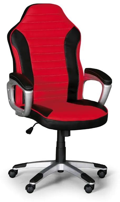 Kožené kancelárske kreslo SPORT, čierna/červená