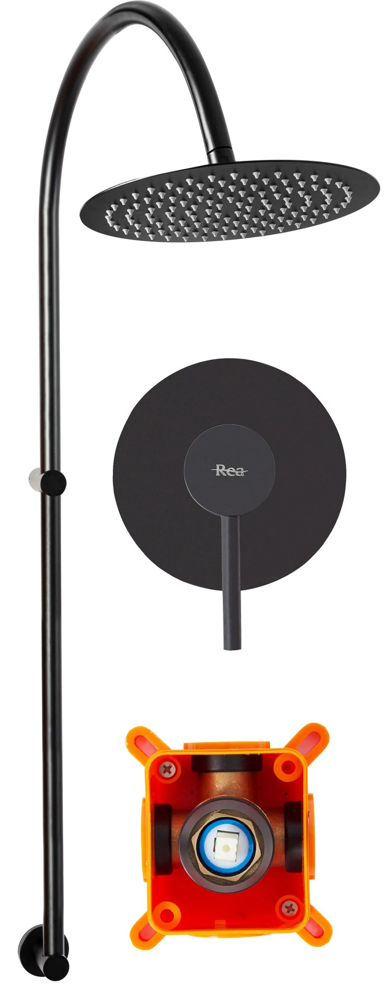 Rea Lugano - Podomietkový sprchový set + box P9301 - komplet, čierna matná, REA-P9301